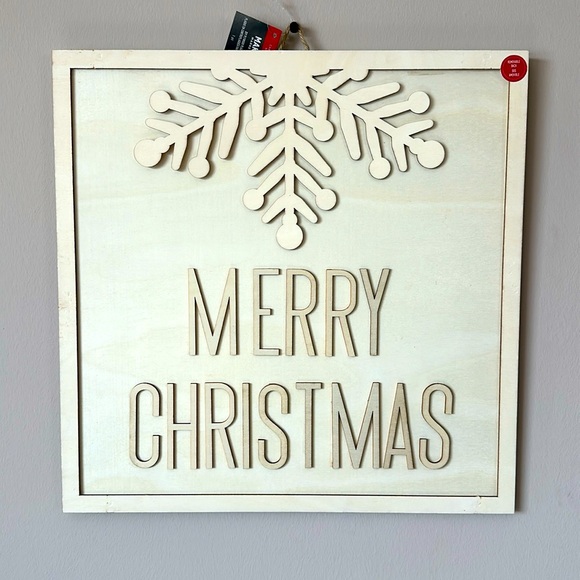 Merry Christmas Plywood Wooden Sign Plague DIY Project Decor Removable Frame 15” - Picture 1 of 5